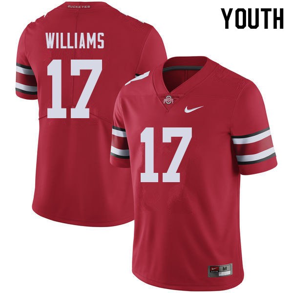 Ohio State Buckeyes Alex Williams Youth #17 Red Authentic Stitched College Football Jersey